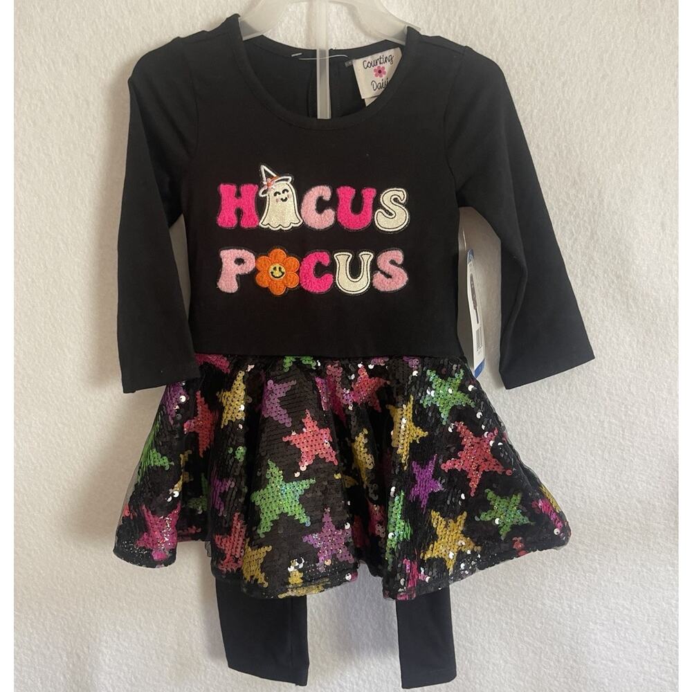 Counting Daisies Toddler 2-Piece Halloween Tutu Dress & Leggings‎ Hocus Pocus 2T